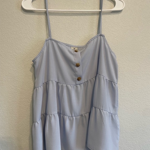 Paper Crane Tops - Paper Crane Light Blue V-Neck Top